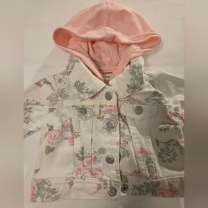 Arizona Jean Company Floral Kids Jean Jacket - Pink and White